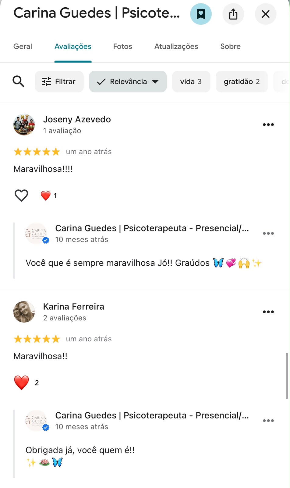 Print de avaliação 5 estrelas no Google sobre Carina Guedes (8)